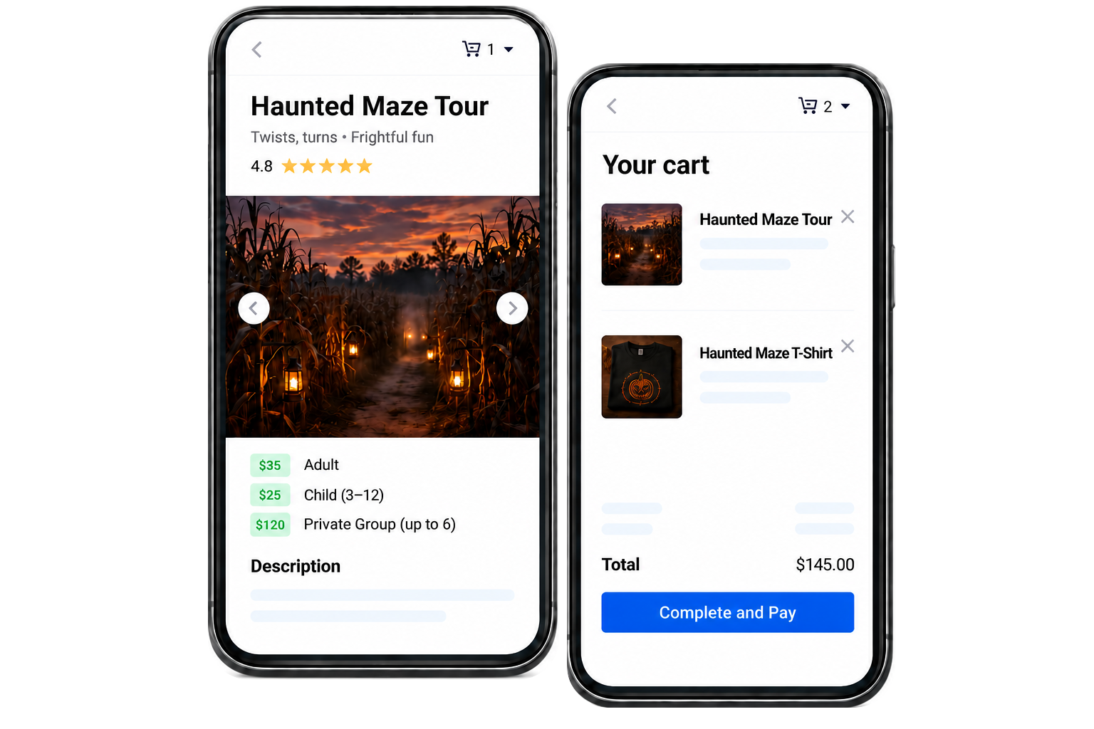 Direct mobile bookings and walk-ups for haunted attractions