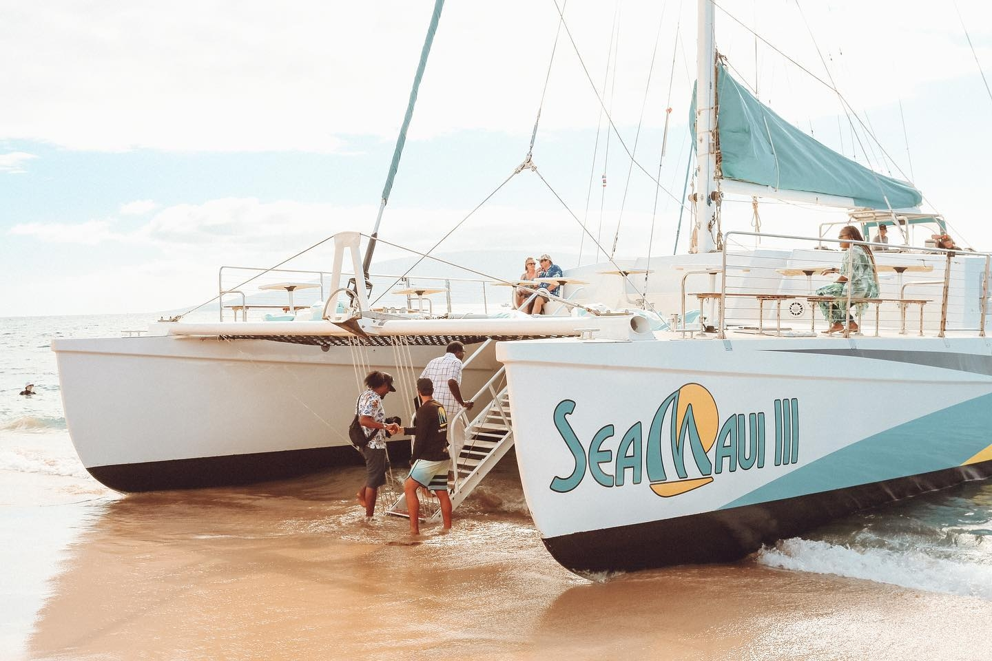 Sea Maui catamaran sailing off the Kaʻanapali coast in Maui